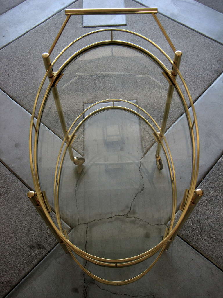 A Maxwell-Phillips Solid Brass Oval Serving Cart 2