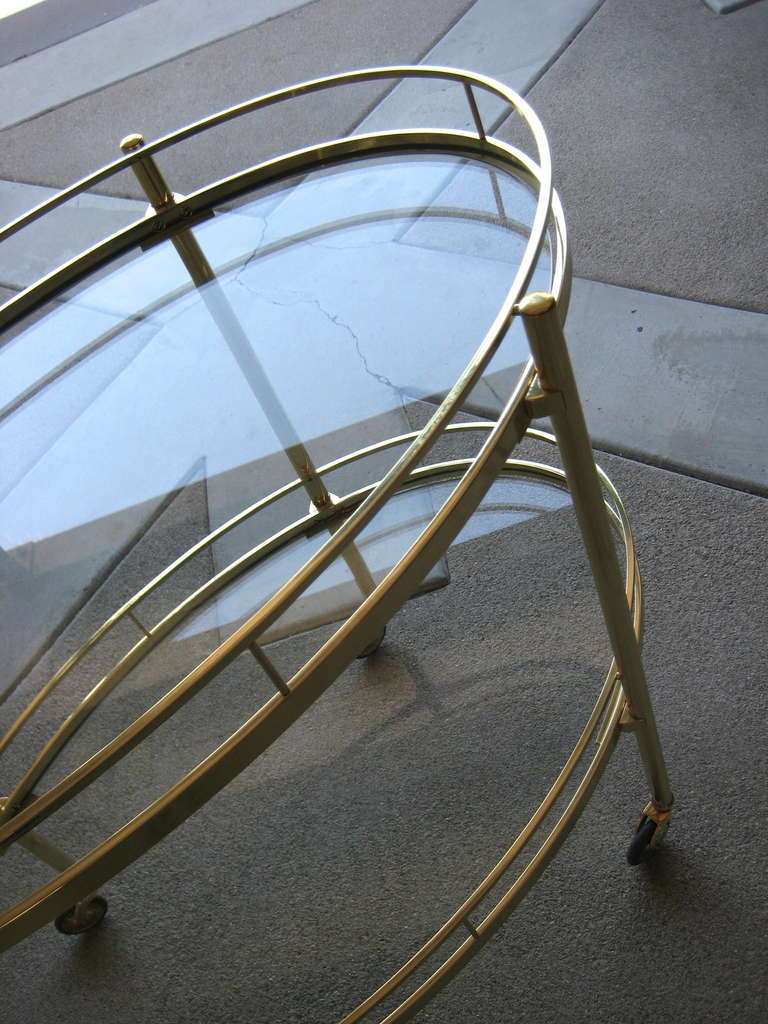 A Maxwell-Phillips Solid Brass Oval Serving Cart 3