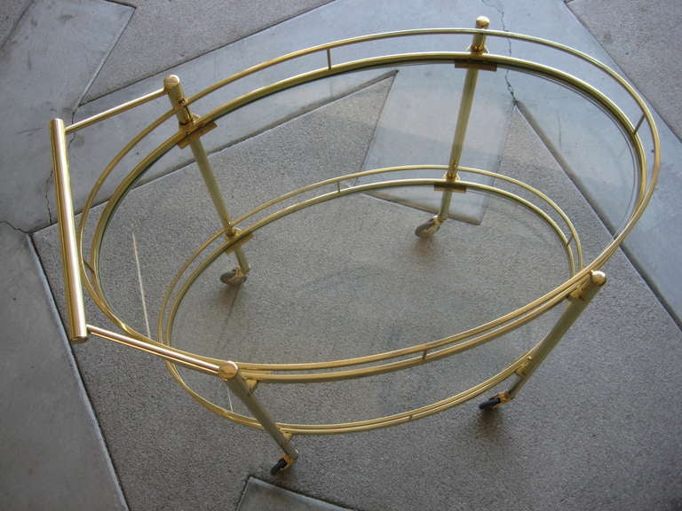 Mid-20th Century A Maxwell-Phillips Solid Brass Oval Serving Cart