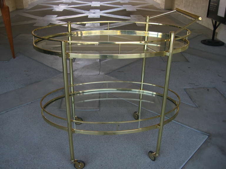 A Maxwell-Phillips Solid Brass Oval Serving Cart 4