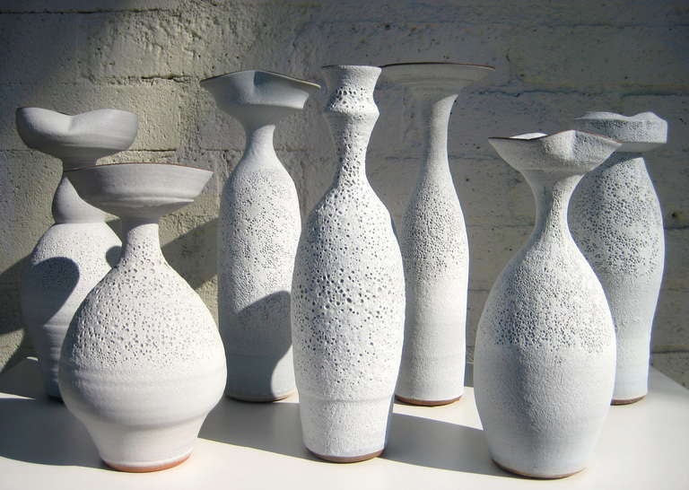 Mid-Century Modern Group of Seven Crater Glazed Vessels by American Artist Jeremy Briddell