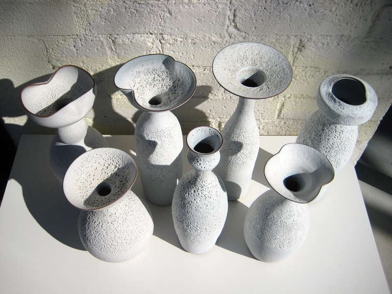 Clay Group of Seven Crater Glazed Vessels by American Artist Jeremy Briddell