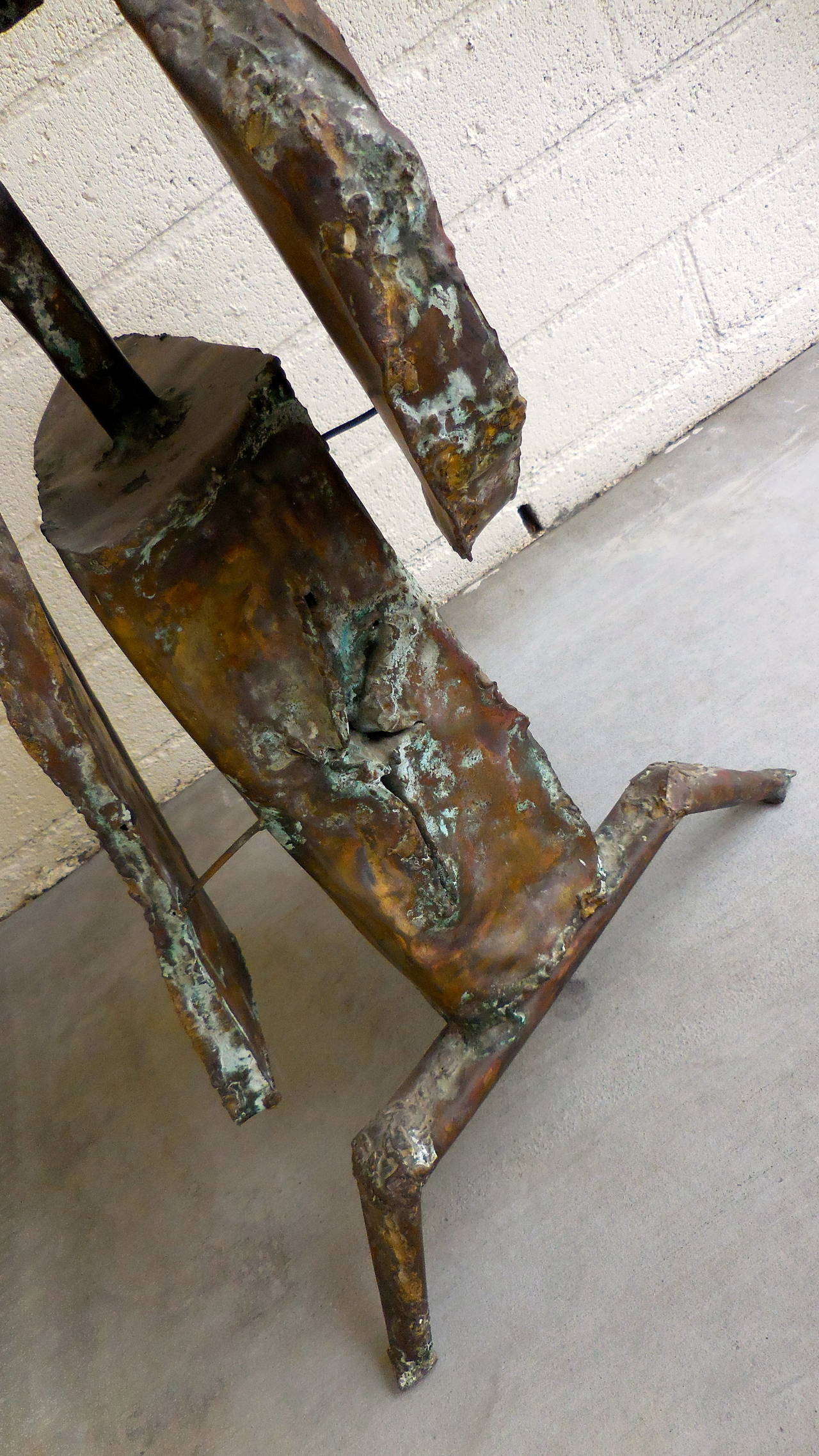 Arresting Brutalist Verdigris Copper Floor Sculpture by Constantine Andreou 5