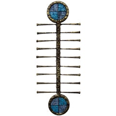 Turquoise and Gray Tribal" an original sculpture by Del Williams