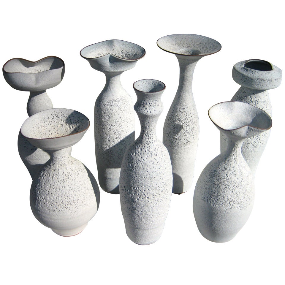 Group of Seven Crater Glazed Vessels by American Artist Jeremy Briddell