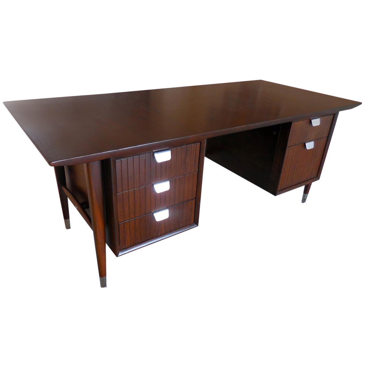 Large Walnut Executive Desk Attributed to The Standard Furniture Company