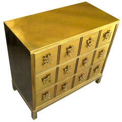 A Chic Solid Brass Three Drawer Chest By Mastercraft