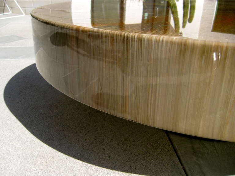 Mid-Century Modern An Enamel Lacquered Floating Circular Coffee Table on a Deeply Recessed Chrome Base circa 1970s