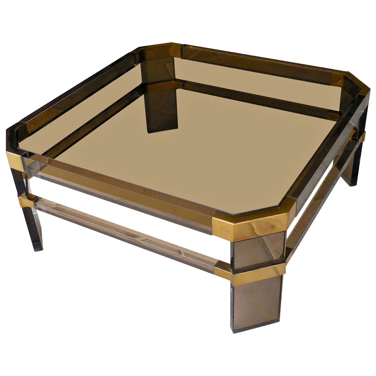 Distinguished Smoked Acrylic Metric Line Coffee Table by Charles Hollis Jones For Sale