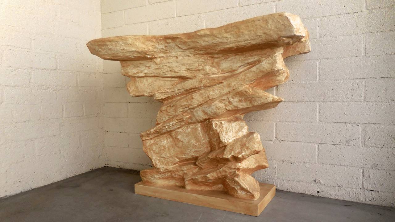 Mid-Century Modern Naturalistic Stacked Rock-Form Console Table, circa 1970s