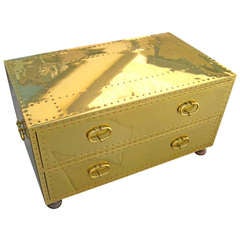 A Sarreid Studded Brass Campaign Style Coffee Table/Chest C.1970's.