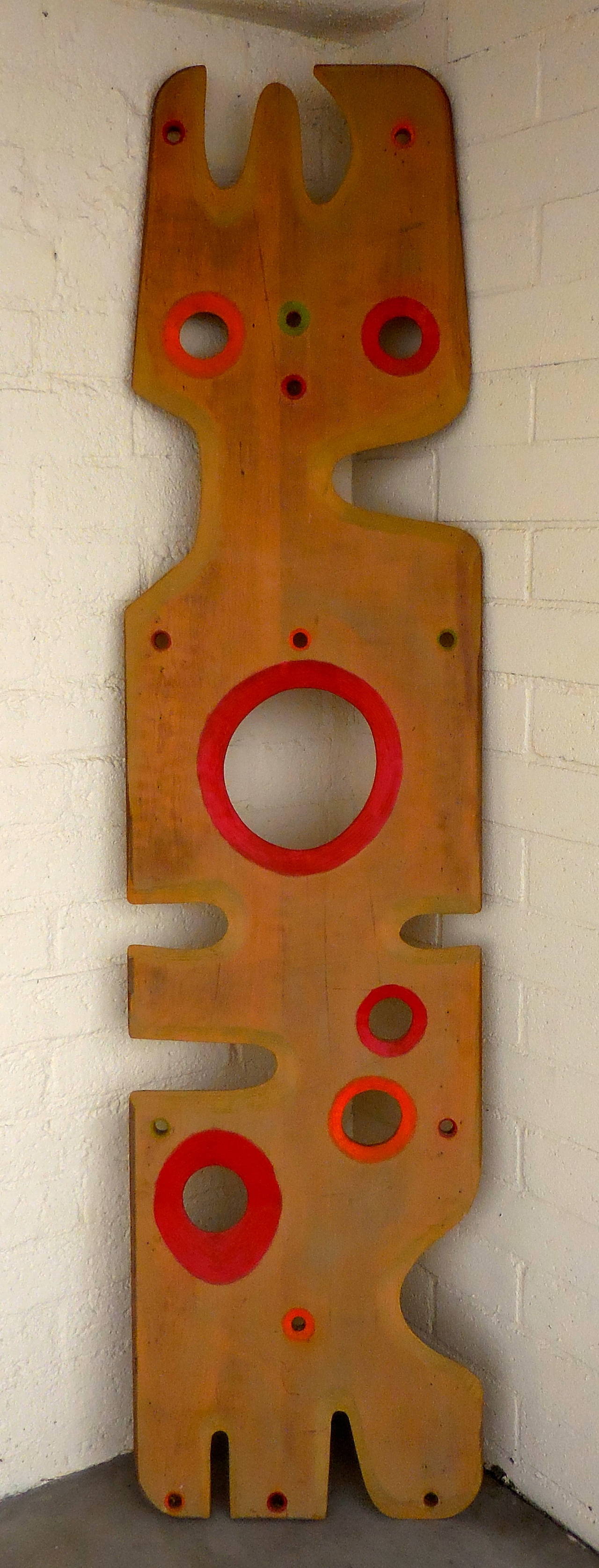 Mid-Century Modern Totemic Mid-20th Century Hand-Carved and Polychromed Wood Sculpture