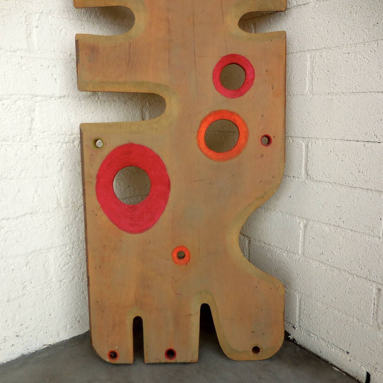 Totemic Mid-20th Century Hand-Carved and Polychromed Wood Sculpture 1
