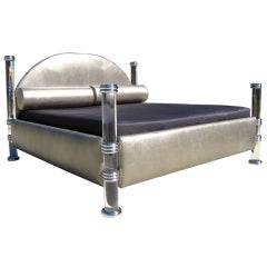 Retro Acrylic and Nickel-Plated Brass Bed Attributed to Marcello Mioni, circa 1980