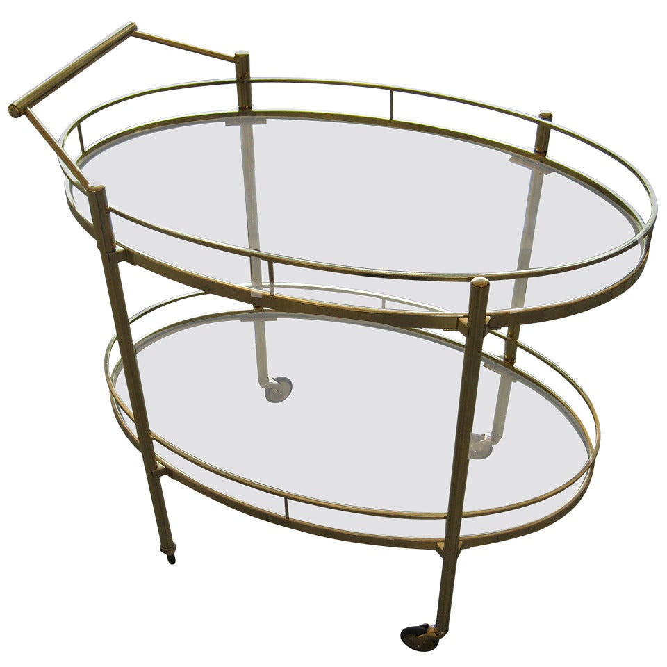 A Maxwell-Phillips Solid Brass Oval Serving Cart