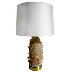 A Custom Made Natural And Amber Quartz Lamp By Arthur Court
