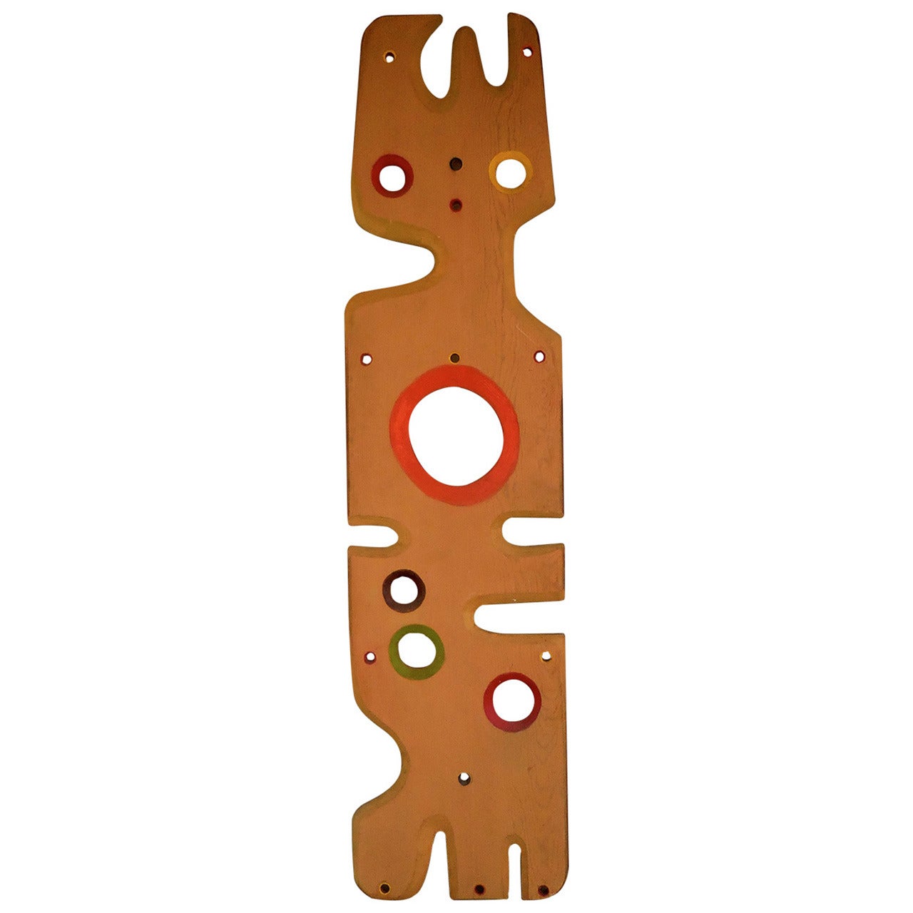 Totemic Mid-20th Century Hand-Carved and Polychromed Wood Sculpture