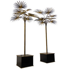 Sultry Pair of Casa Bique Attributed Brass Palm Trees, circa 1970s