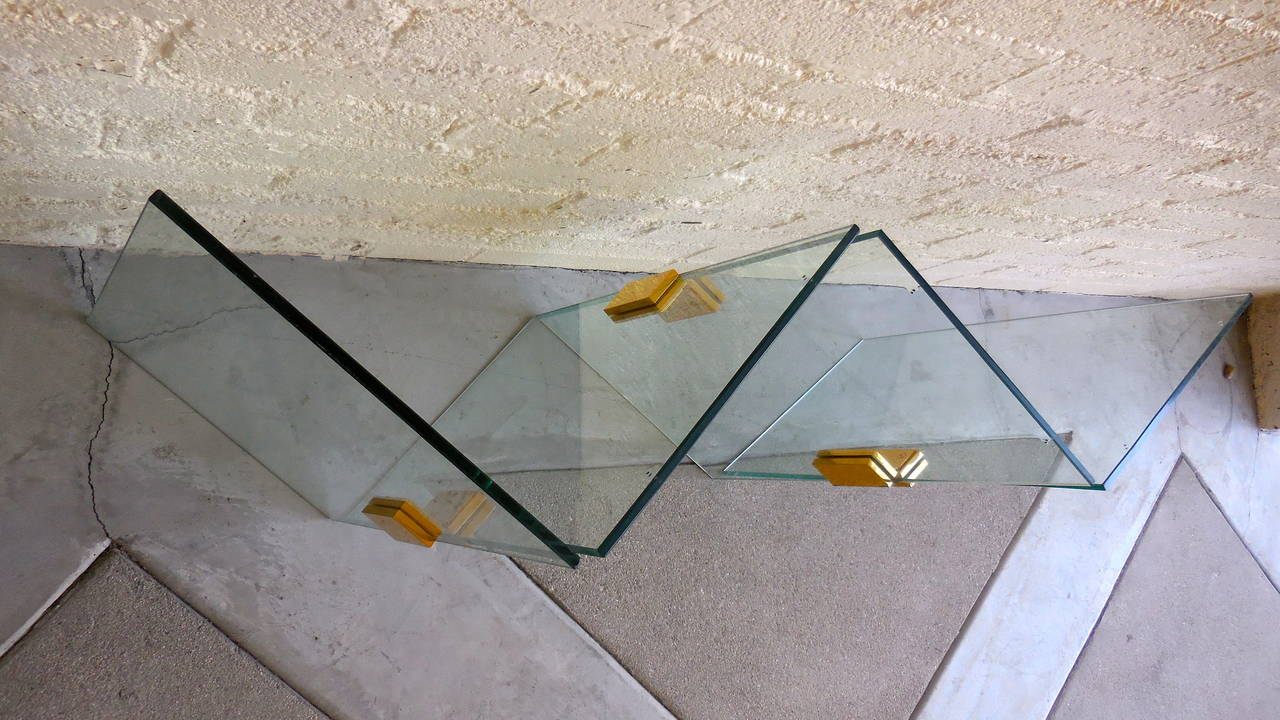 Pace Style Tempered Glass Folding Fire Screen mit Scharnieren aus massivem Messing im Zustand „Hervorragend“ in Palm Springs, CA