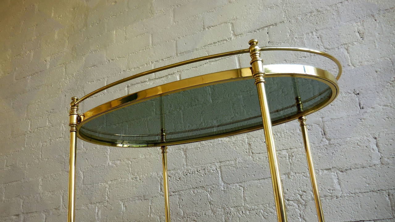 Fine Quality Solid Brass Oval Serving Cart, circa 1950s 3