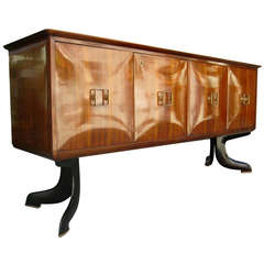 An Italian Sideboard in the Manner of Ico Parisi with Pillowed Front and Sides circa 1950s