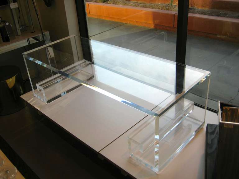 American Custom Made Lucite Greek Key Coffee Table By Carmichael