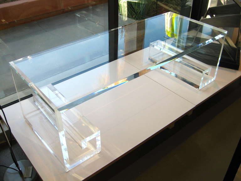 Custom Made Lucite Greek Key Coffee Table By Carmichael 4