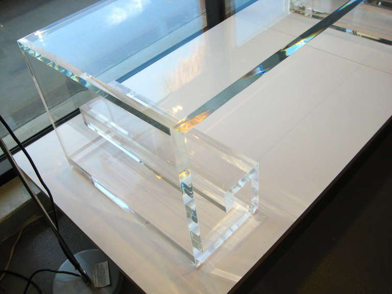 Mid-Century Modern Custom Made Lucite Greek Key Coffee Table By Carmichael