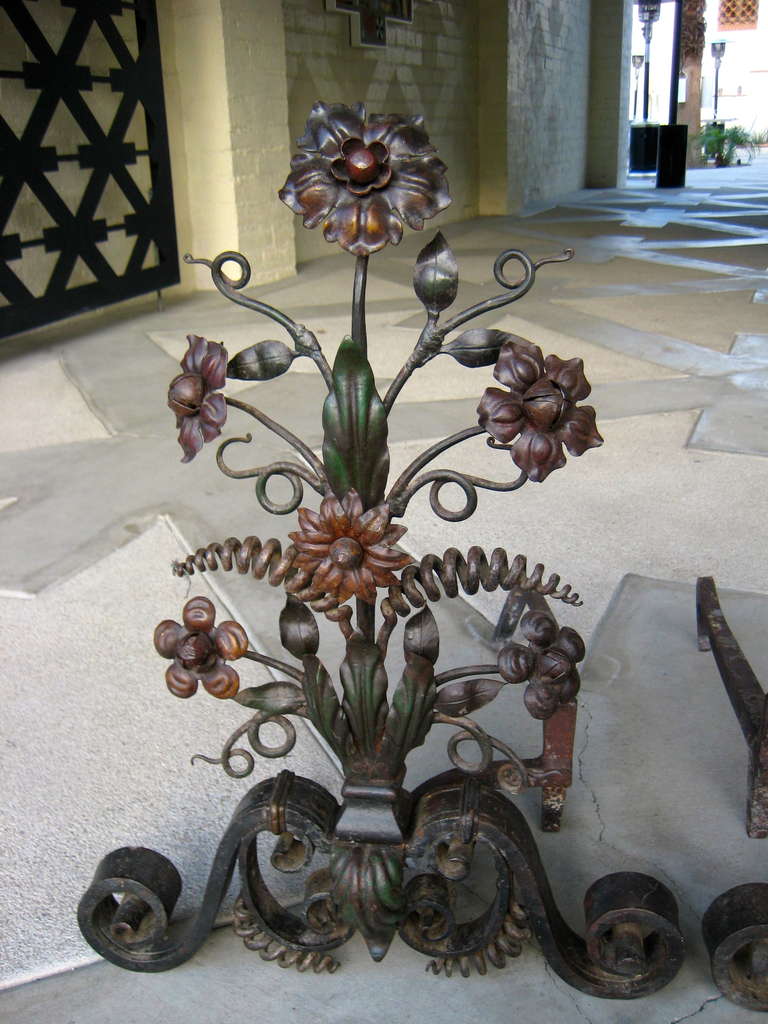 A Pair of American Hand-Wrought Fireplace Andirons circa 1890