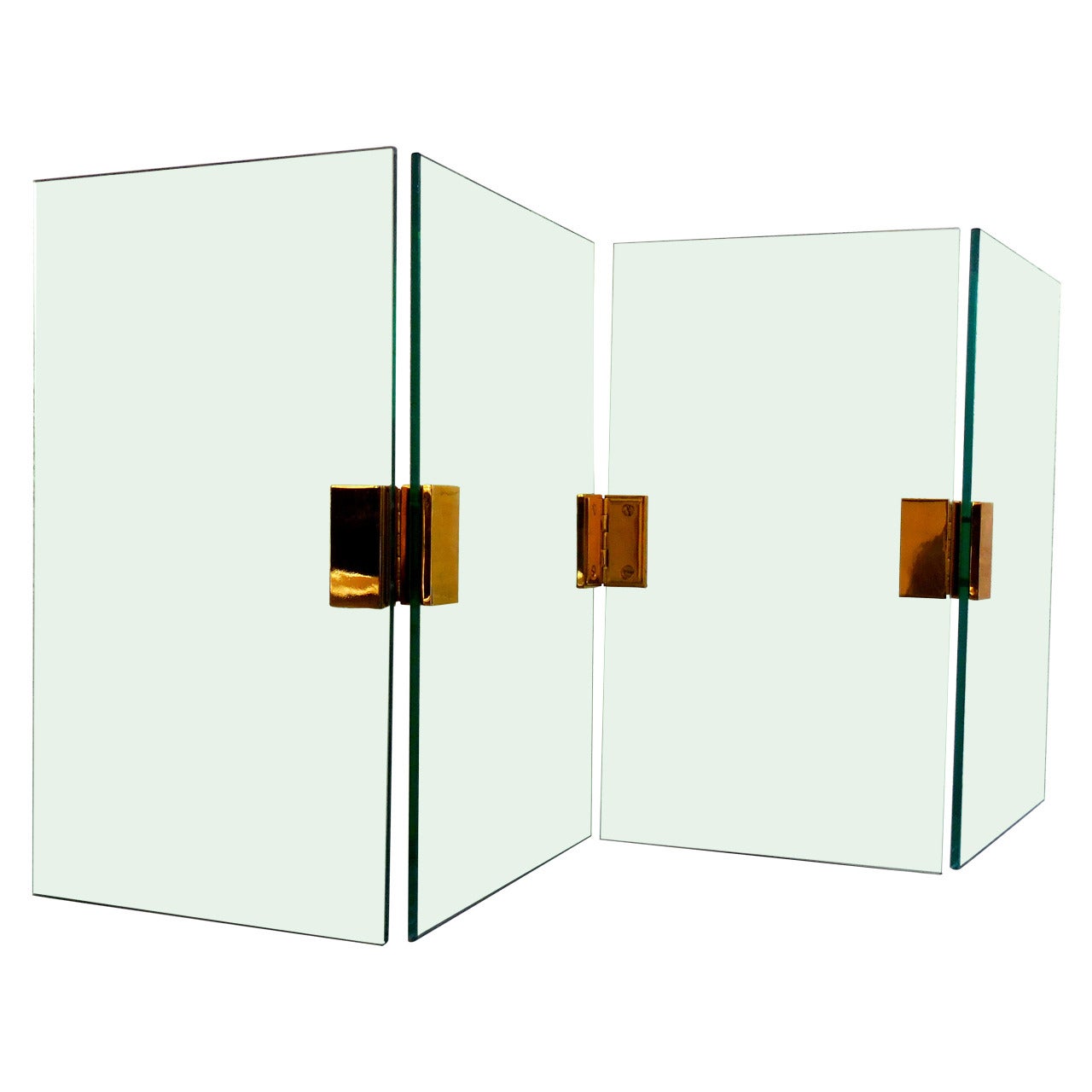 Pace Style Tempered Glass Folding Fire Screen mit Scharnieren aus massivem Messing