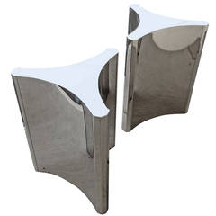 Pair of Nickel Plated Steel Trilobi Table Bases by Mastercraft