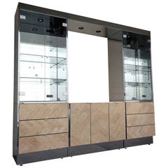 Chrome-Plated Steel and Travertine Wall Unit by Ello, circa 1970s