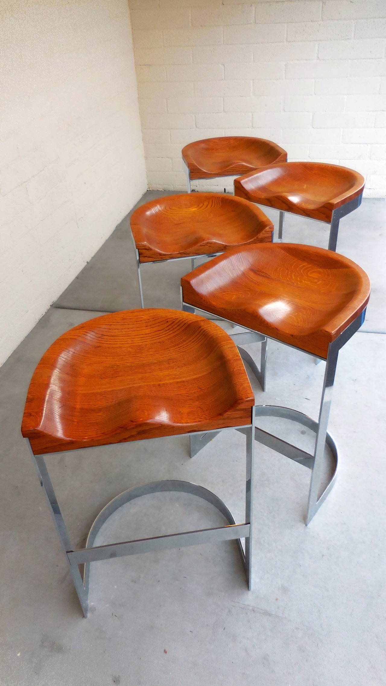 Late 20th Century Desirable Set of three Counter-Height Bar Stools by Warren Bacon, circa 1970s