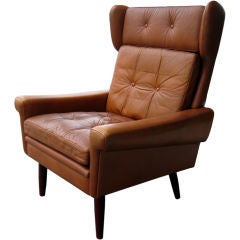 A Scandinavian Leather Wing Back Chair circa 1960's