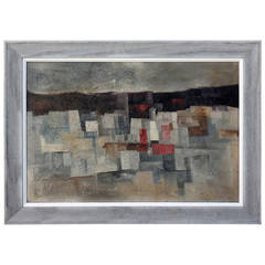 Abstract Cubist Oil Painting on Panel Signed "Bryn" and Dated 1961