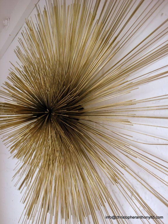 20th Century A Large Sea Urchin Brass Wall Sculpture By Curtis Jere c.1987