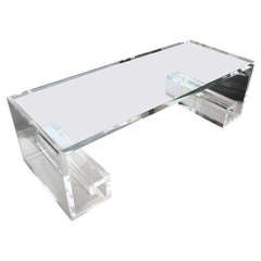Custom Made Lucite Greek Key Coffee Table By Carmichael