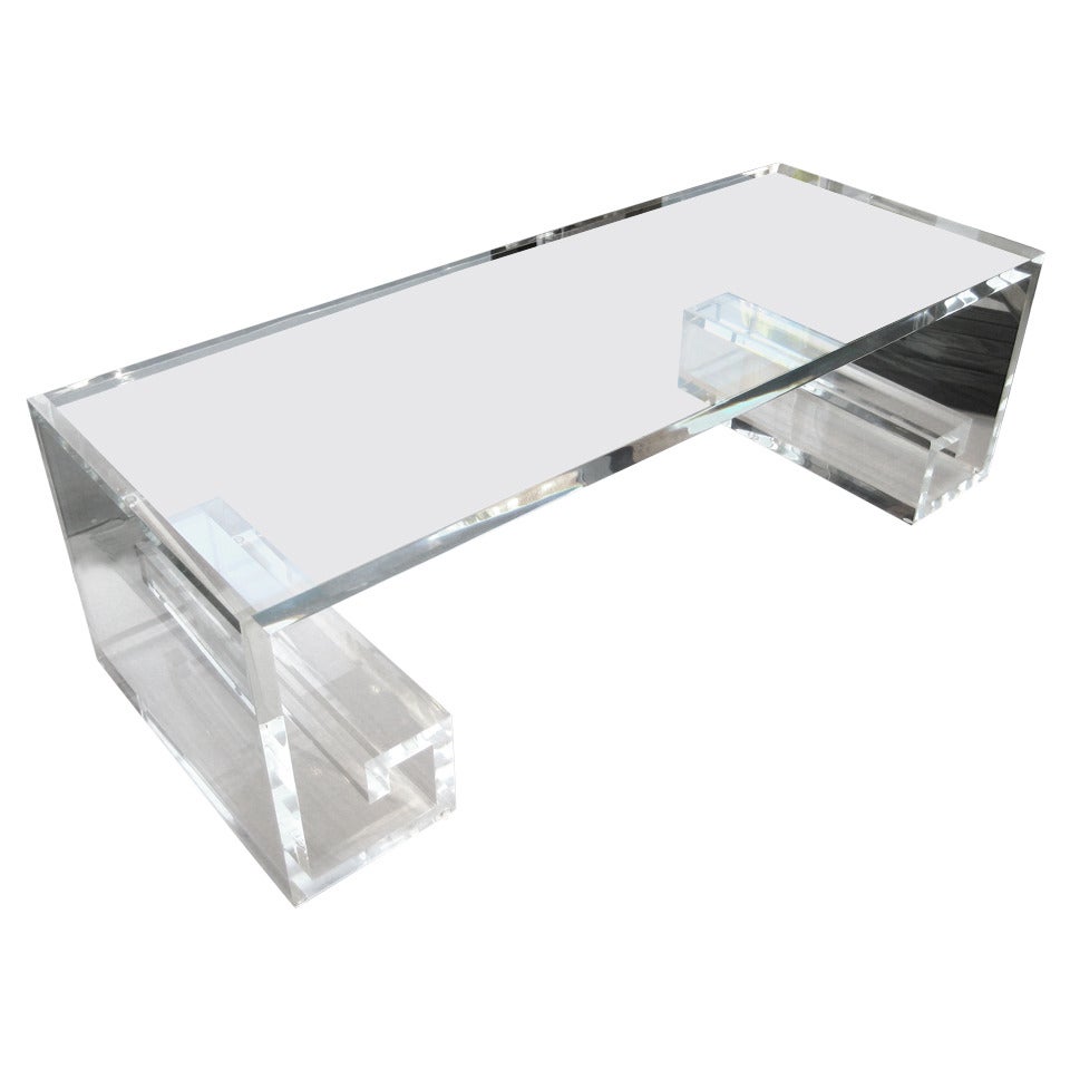 Custom Made Lucite Greek Key Coffee Table By Carmichael