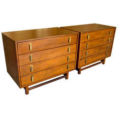 A Gorgeous Pair of Mid 20th Century Walnut Bedside chests by Cal Mode Furniture