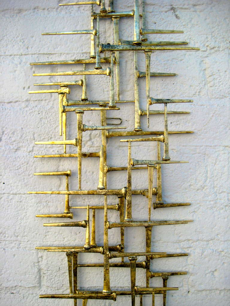 Original Gilded Modernist Wall Sculpture by American Artist Del Williams In Excellent Condition In Palm Springs, CA
