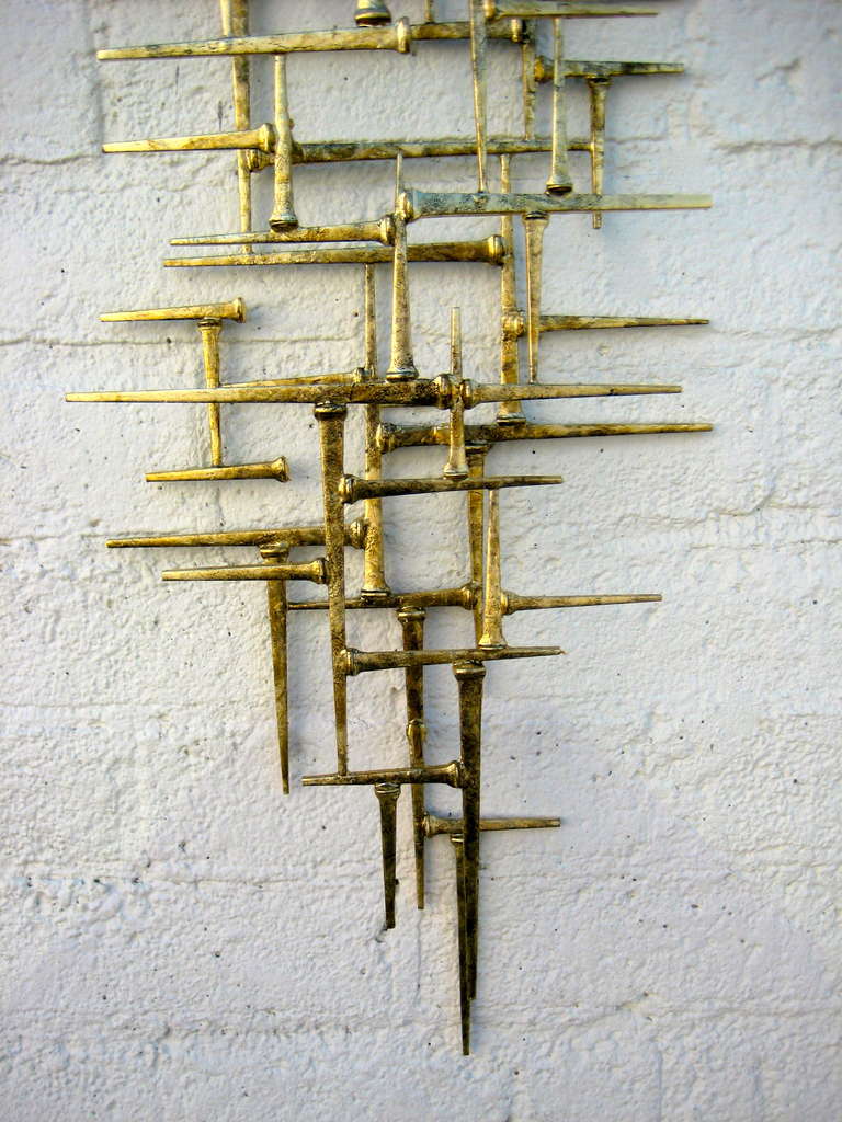 Contemporary Original Gilded Modernist Wall Sculpture by American Artist Del Williams