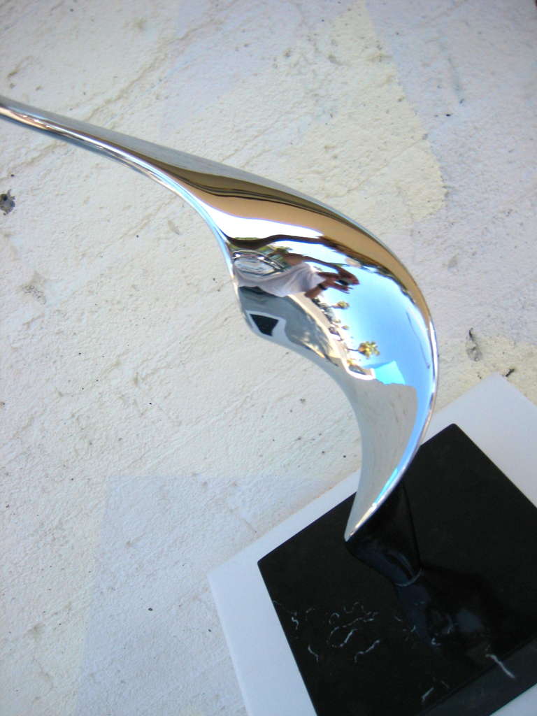 Mid-Century Modern Dynamically Soaring Chrome Plated Steel Sculpture by American Artist Lou Pearson (1925-2005)