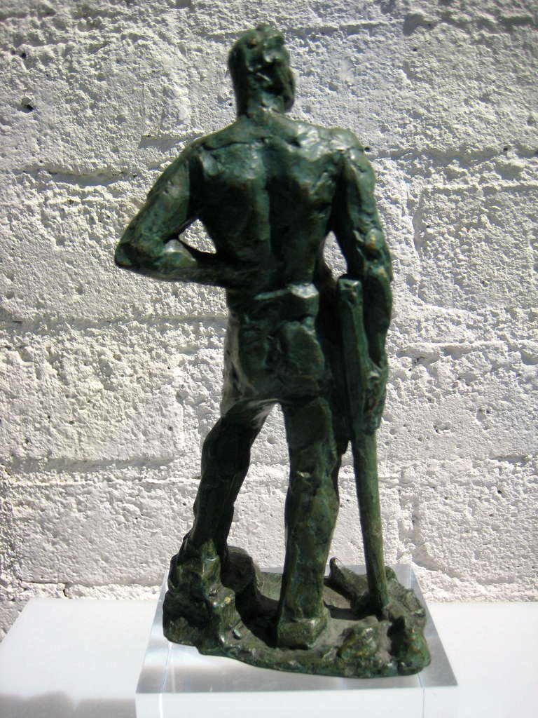 Heroic Bronze Sculpture of a Miner by Italian Sculptor Alberto Bazzoni In Excellent Condition In Palm Springs, CA