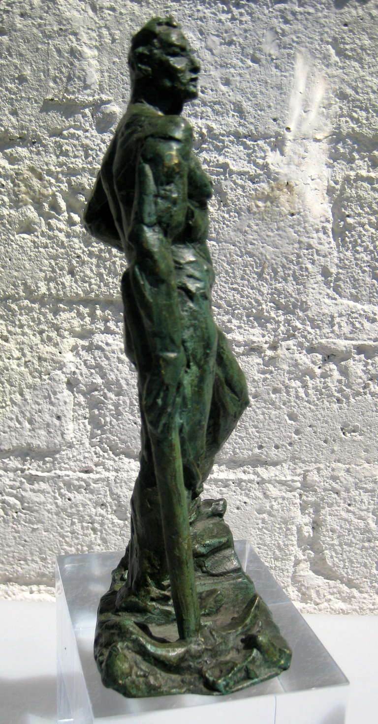 Mid-20th Century Heroic Bronze Sculpture of a Miner by Italian Sculptor Alberto Bazzoni