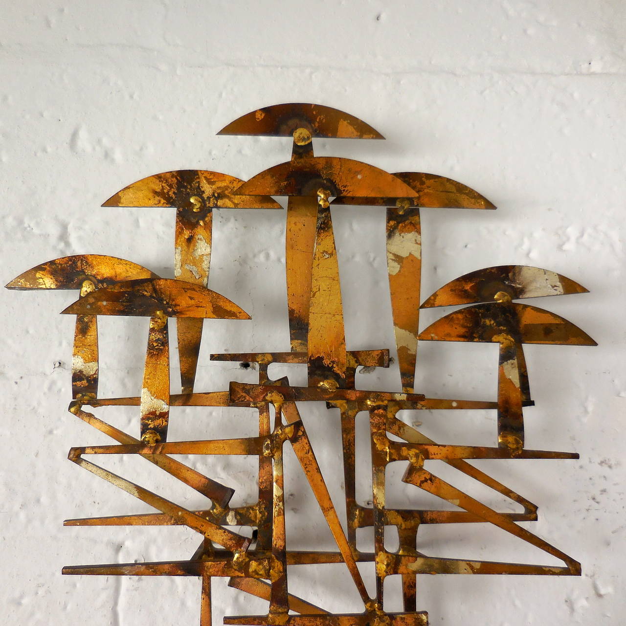 Whimsical Gilded Wall Sculpture by William Bowie, circa 1960s In Excellent Condition In Palm Springs, CA