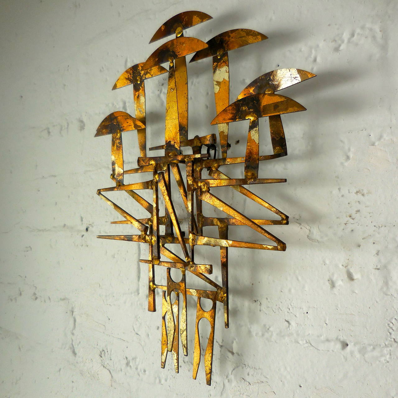 Mid-Century Modern Whimsical Gilded Wall Sculpture by William Bowie, circa 1960s