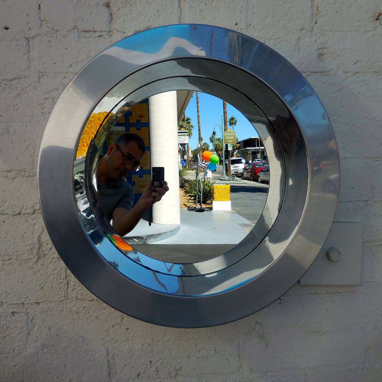 American Glamorous Curtis Jere Deeply Dimensional Porthole Mirror, circa 1970s