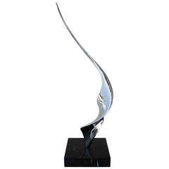 Dynamically Soaring Chrome Plated Steel Sculpture by American Artist Lou Pearson (1925-2005)