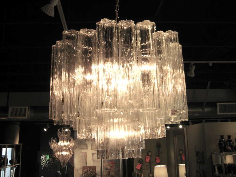 A Beautifully Scaled And Sparkling Murano Glass Chandelier By Venini.  C. 1960's.