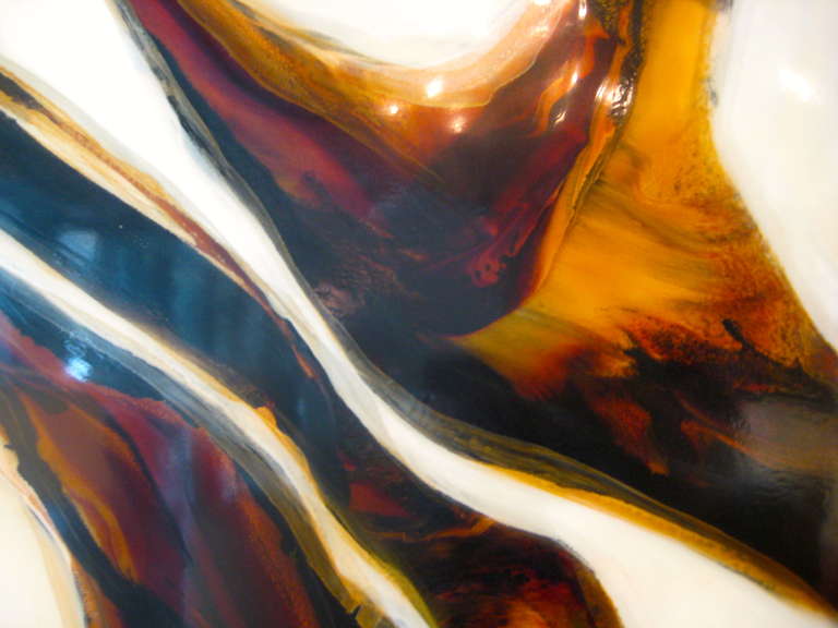 Mid-Century Modern Original Abstract Expressionist Resin Painting by Nicholas Mirandon Signed and Dated 1973